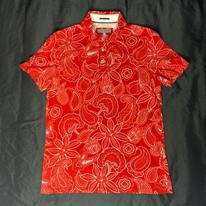 Ted Baker red paisley pattern print polo shirt regular fit size 2 (Small)